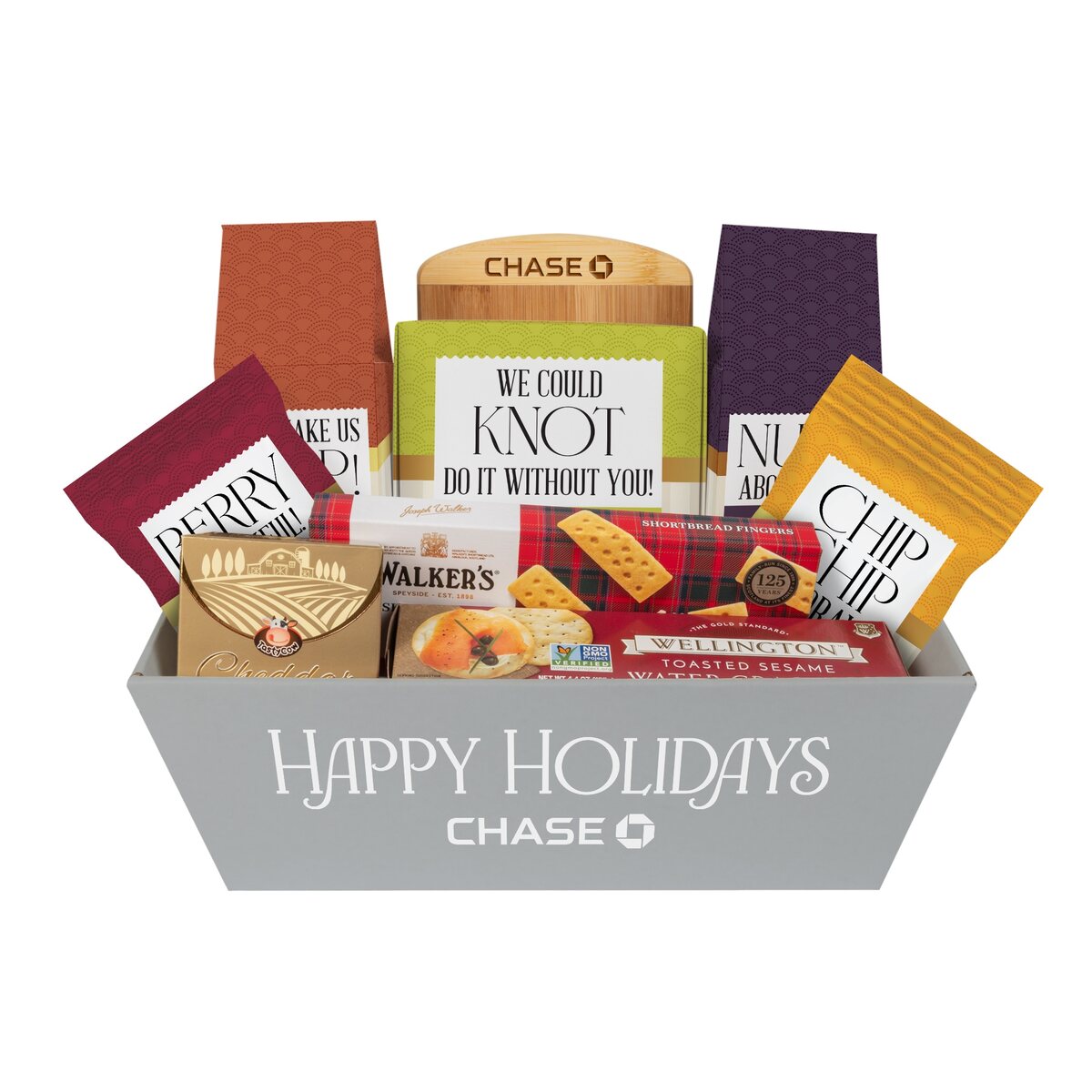 NC Custom gourmet holiday gift tray decoration example