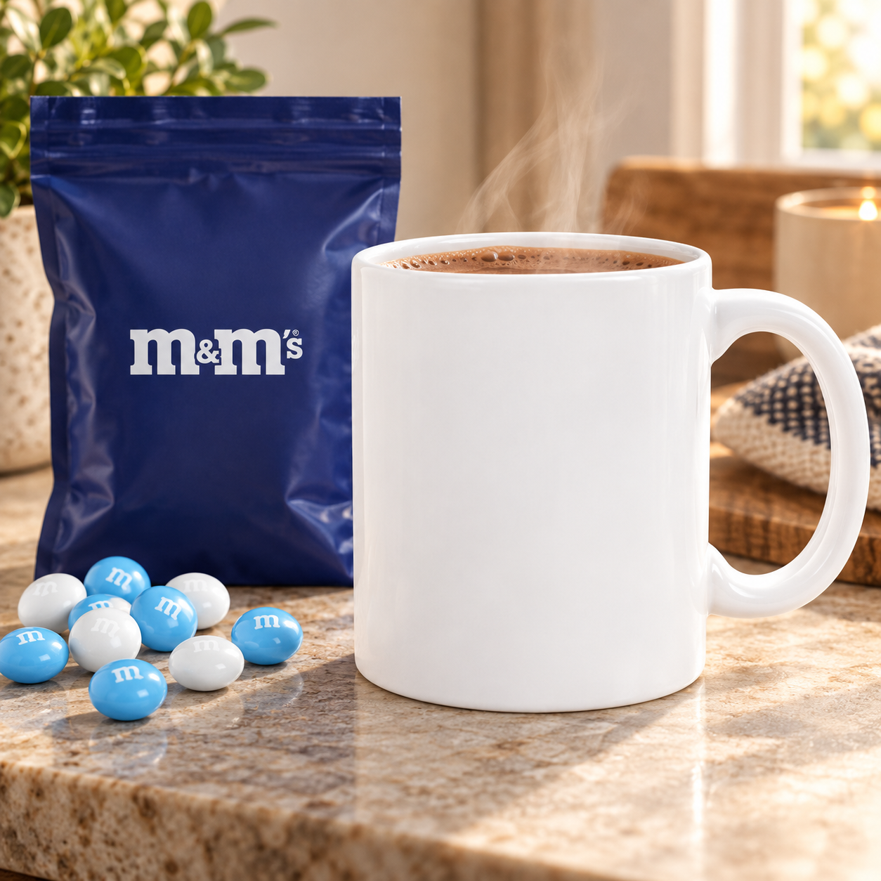 NC Custom M&M’S® Mug Gift Set — styled lifestyle concept