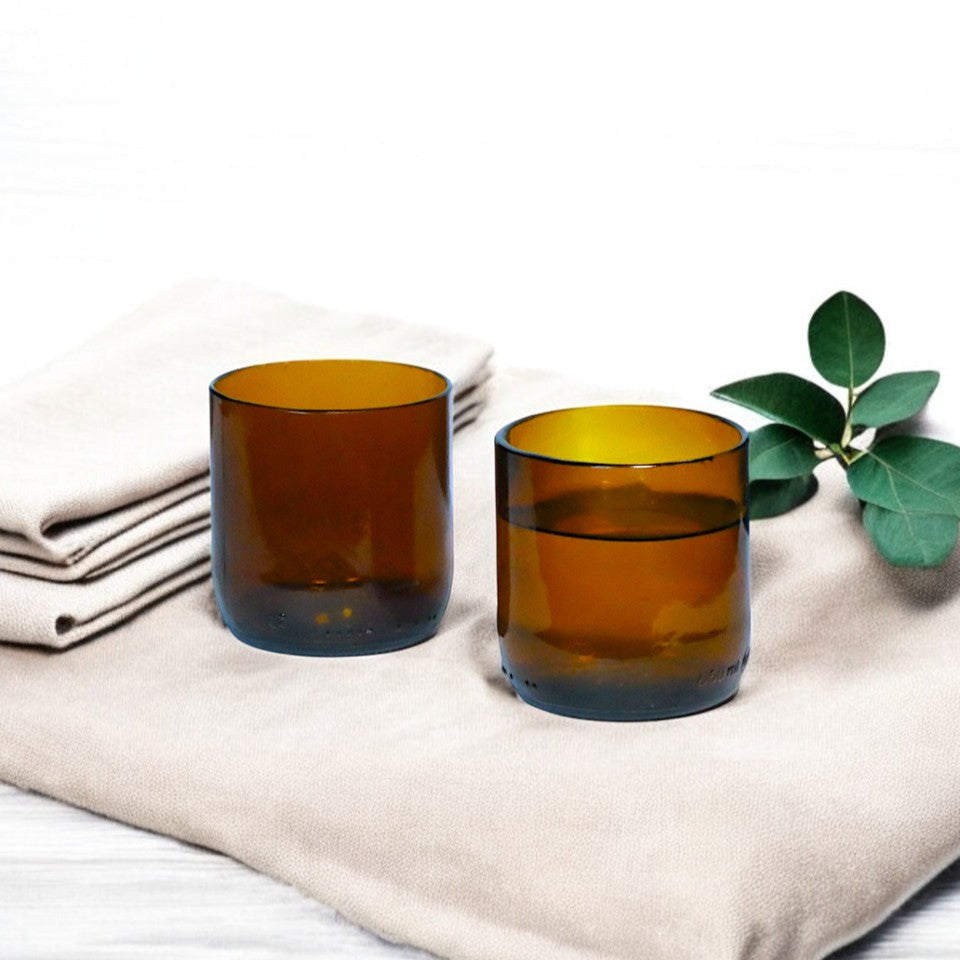 MOSA Amber Wine Bottle Drinking Glasses — official supplier photograph